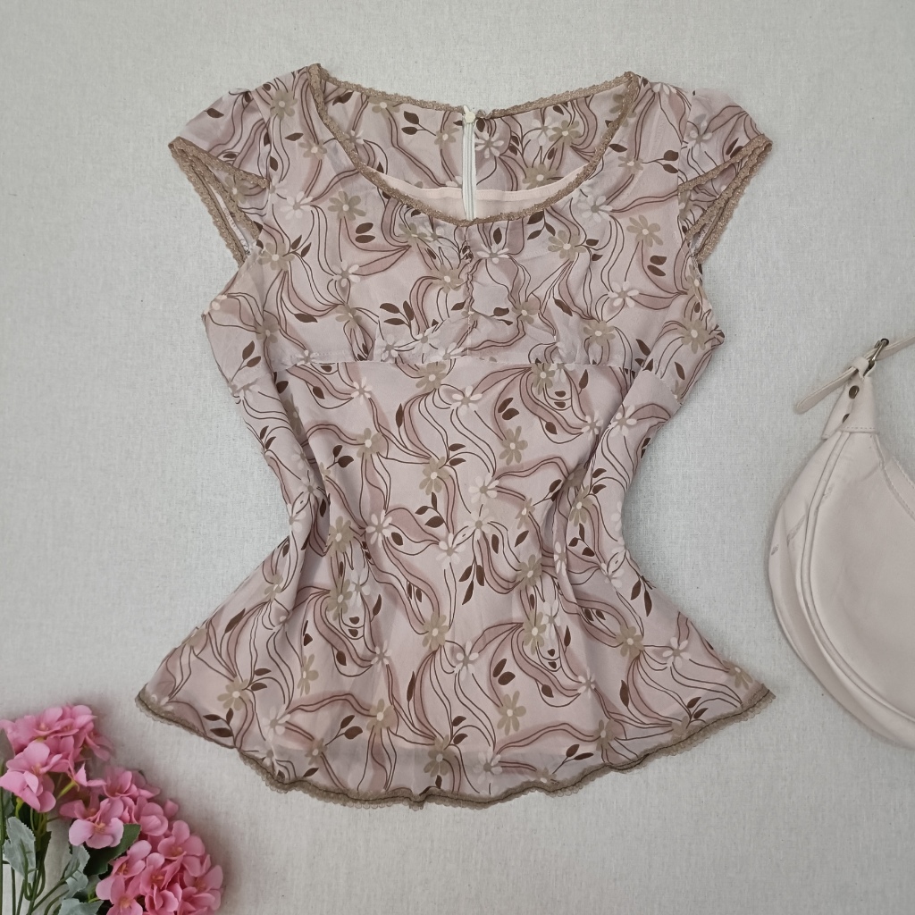 Soft Coquette Floral Chiffon Blouse