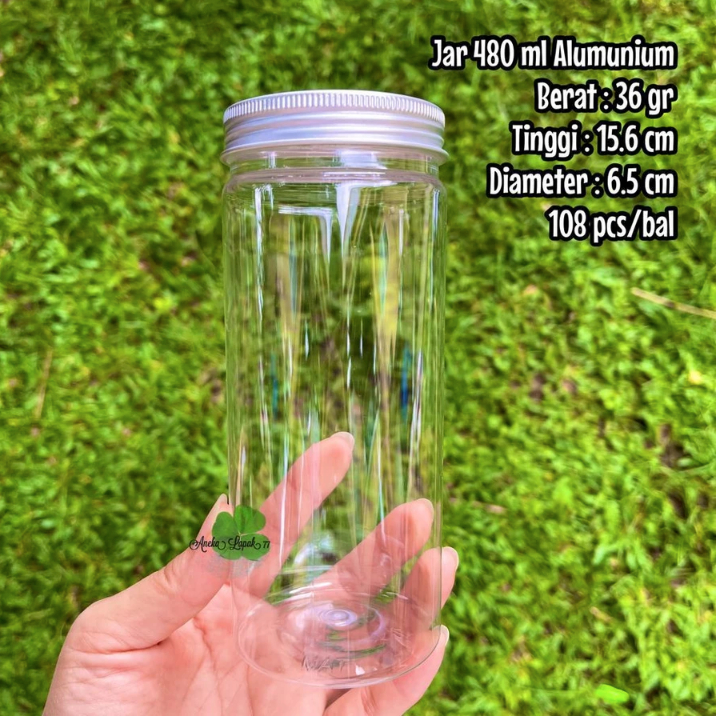 Toples Jar Cylinder 480 ml with Premium Quality Aluminum Lid