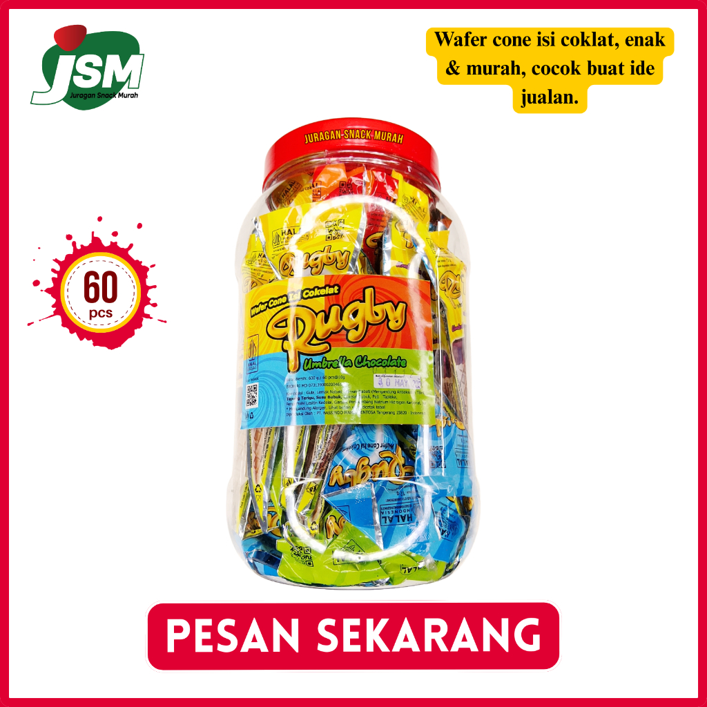 RUGBY Wafer Cone - Coklat Payung Rugby Isi 60pcs