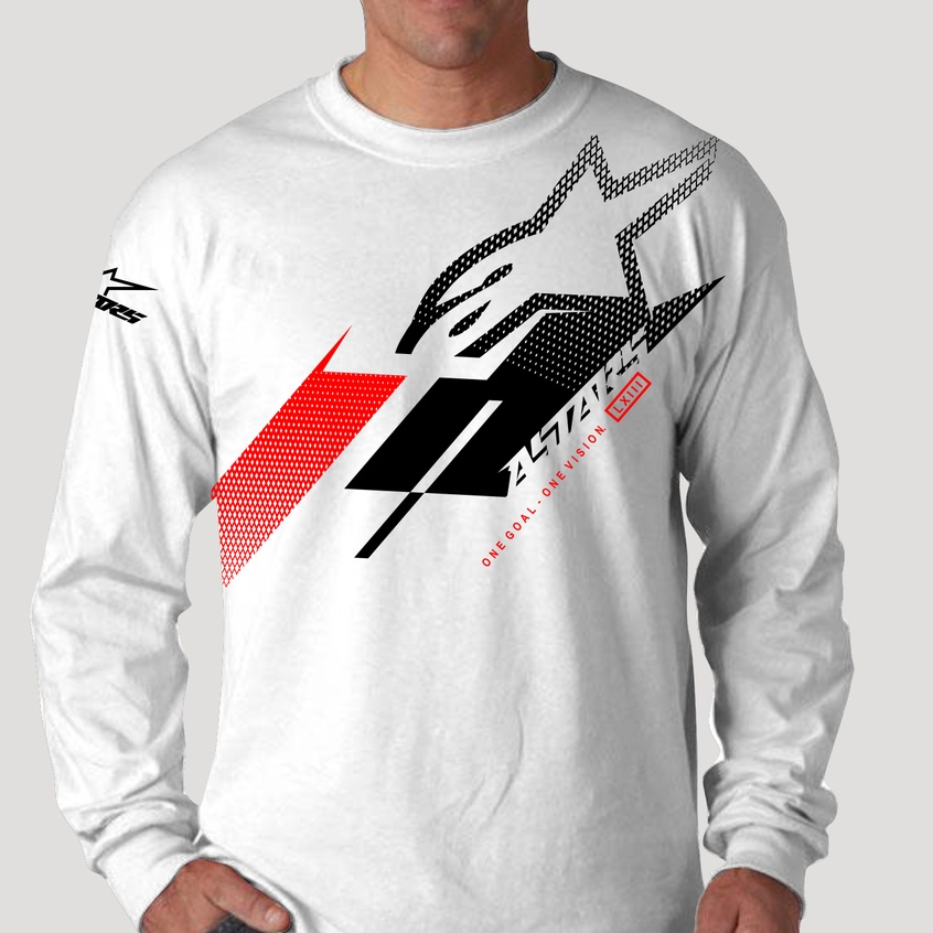 kaos lengan panjang pria motogp racing Supermoto motorcross trail sablon plastisol katun combed 24s