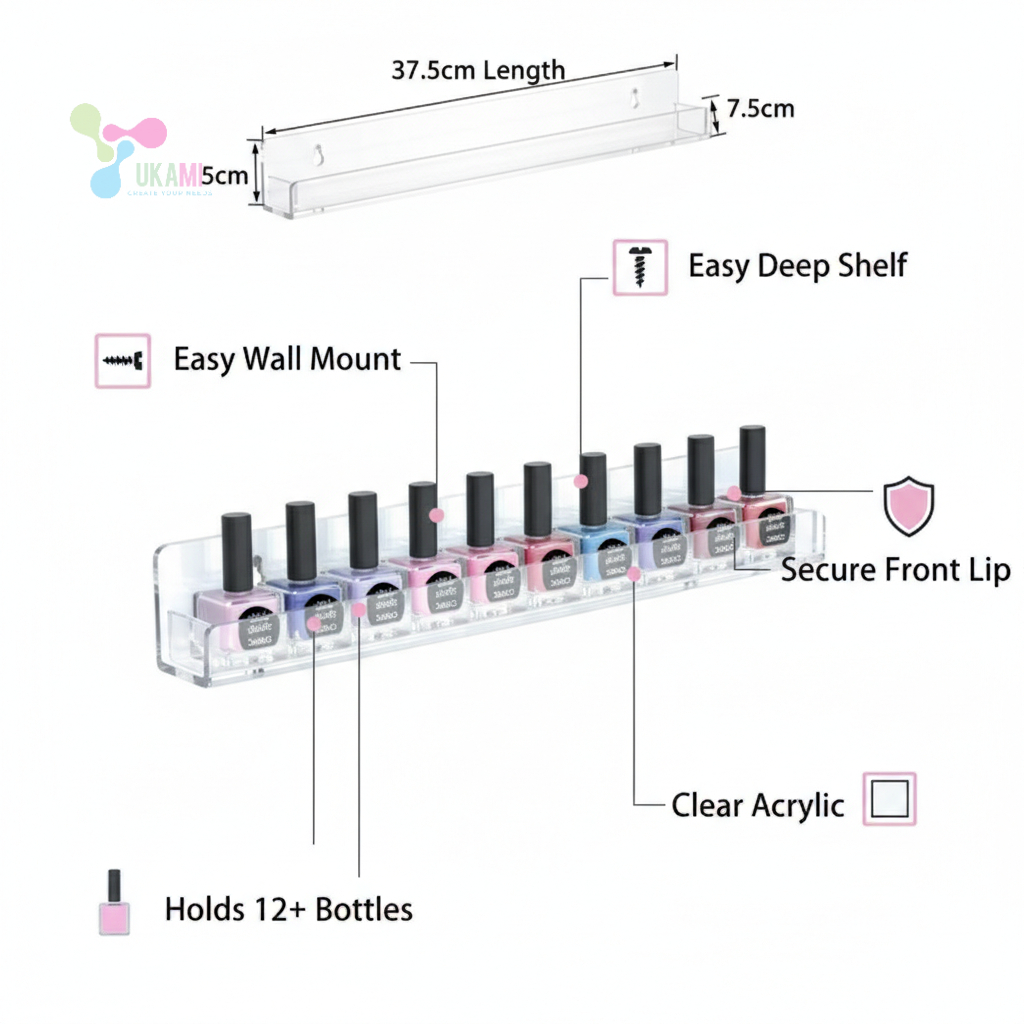 HOT SALE Rak Kutek Akrilik Dinding Gantung Display Nail Art Organizer Parfum Lipstik Multifungsi