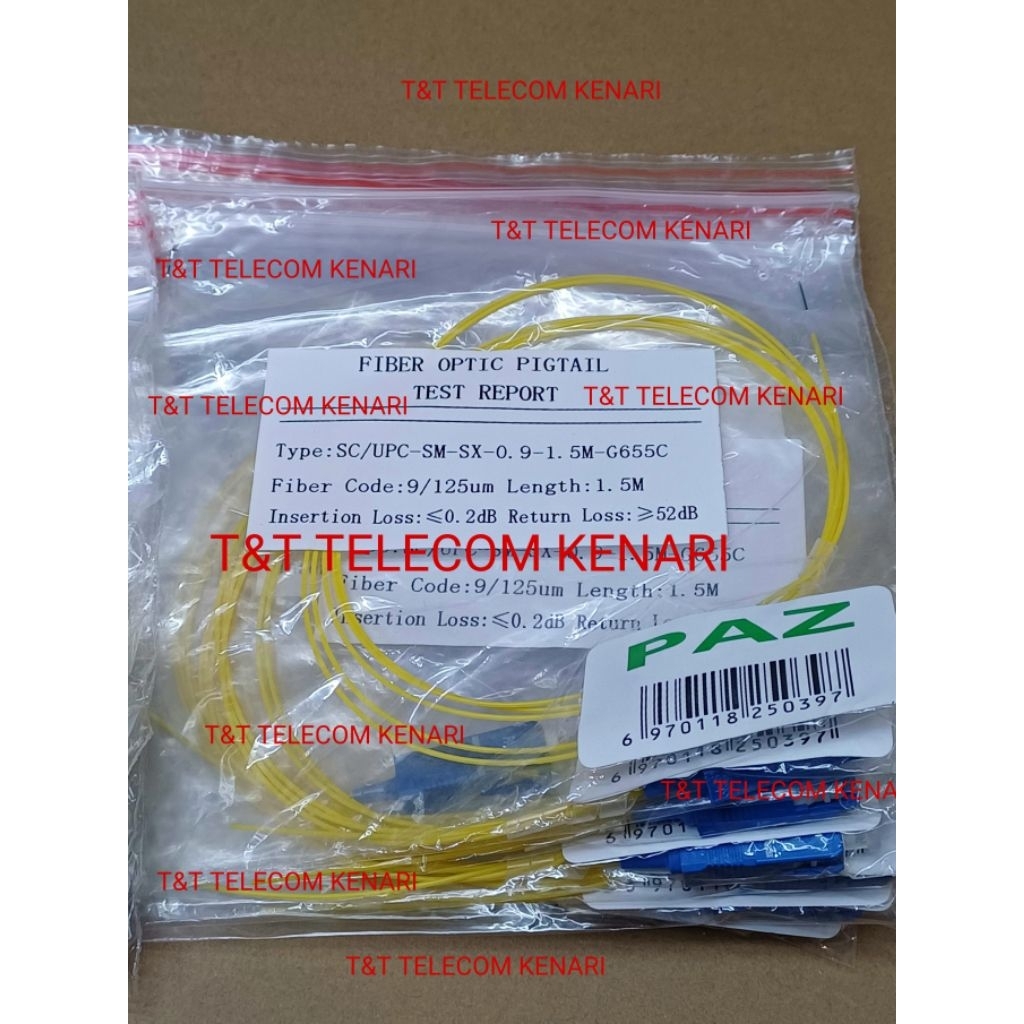 PAZ PIGTAIL SC/UPC SINGLEMODE SIMPLEX 0.9M 1.5M G655C ORIGINAL PAZ @1PCS