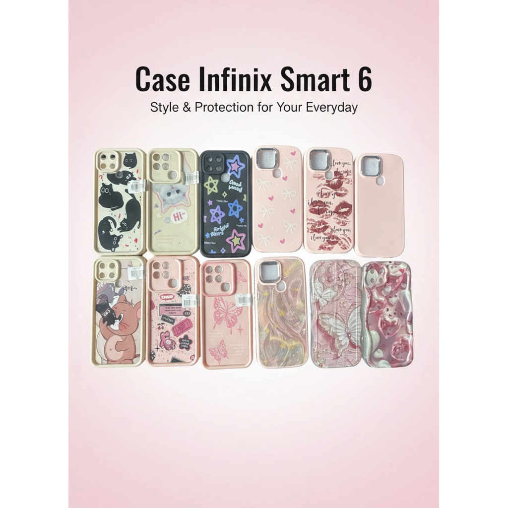 Softcase Infinix Smart 6 Lucu Aesthetic Casing HP Infinix Smart 6 Motif Kartun Kucing Butterfly Lips