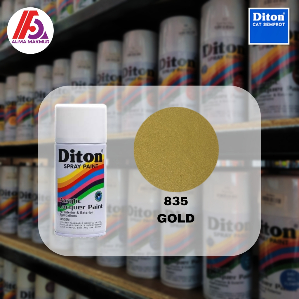 Diton Acrylic 835 Gold 300cc / Pilok Gold Diton / Pilok Motor Gold / Pilok Emas / Cat Semprot Emas