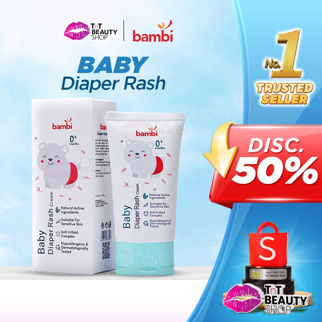 Bambi Baby Diaper Rash Cream 50ml Krim Ruam Popok Pada Bayi Kulit Normal Sensitif | TnT Beauty Shop
