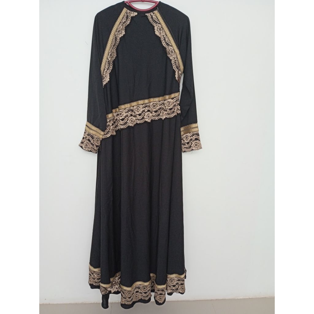 Gamis Hitam Renda Seken/Bekas Pakai/Preloved