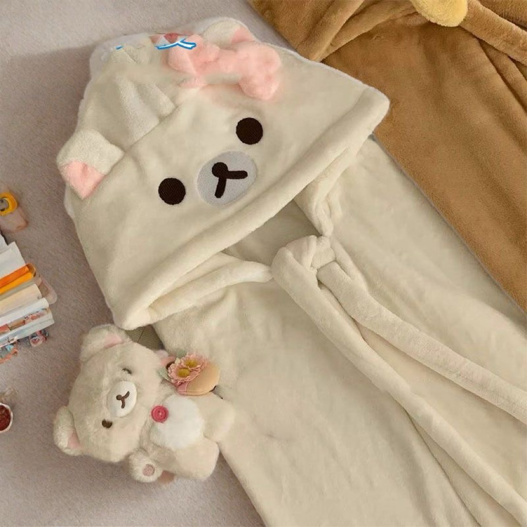 [PREORDER Rilakkuma] Hoodie Blanket – Selimut Hoodie Karakter Beruang Lembut