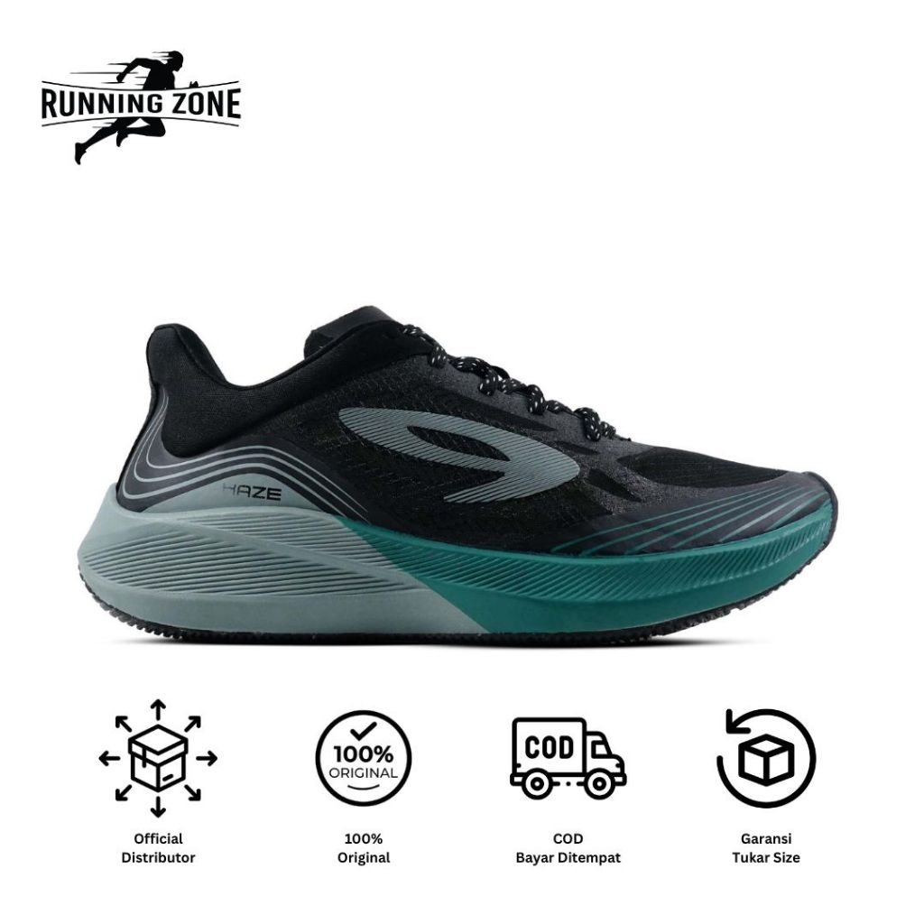 910 NINETEN SEPATU LARI HAZE VISION 1.0 HITAM/ABU/HIJAU HYDRO
