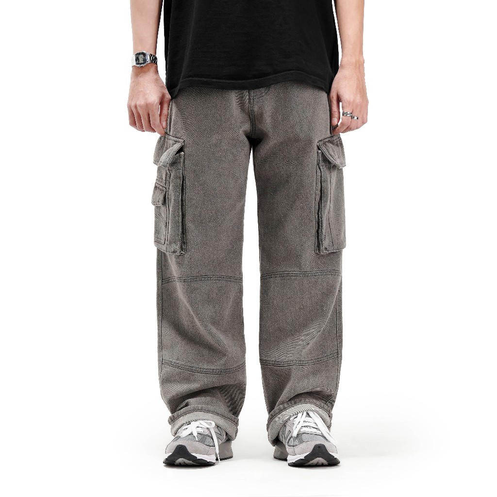 Queenbeer - Cargo Washed Denim Pants Wide Fit Dave
