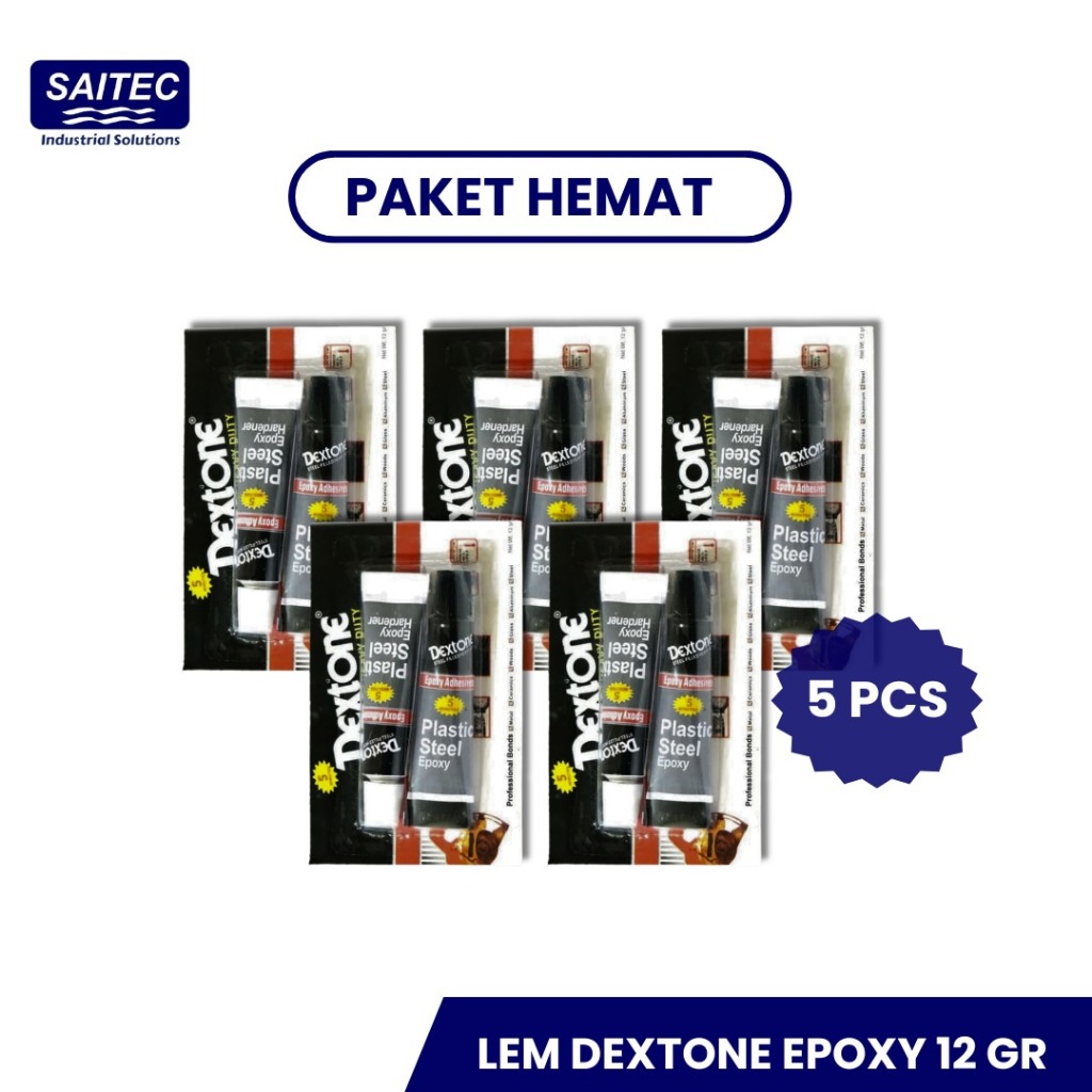 Paket Hemat 5 Pcs Lem Dextone 5 Menit Epoxy Adhesives 12gr II Lem Besi Plastik Kayu Plastic Steel
