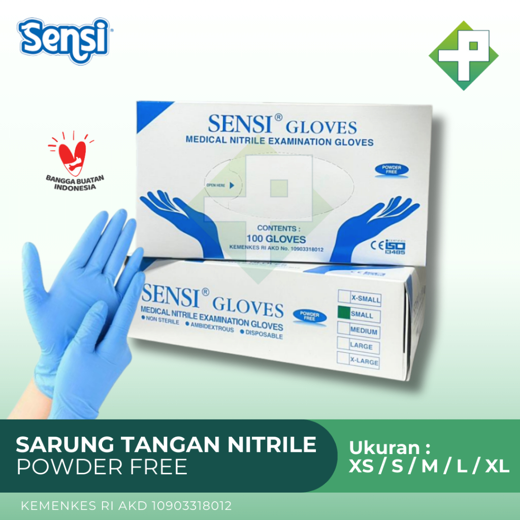 Sensi - Sarung Tangan Nitrile BIRU | Sensi Glove Nitrile Non Powder Isi 100 | PENTALOGY