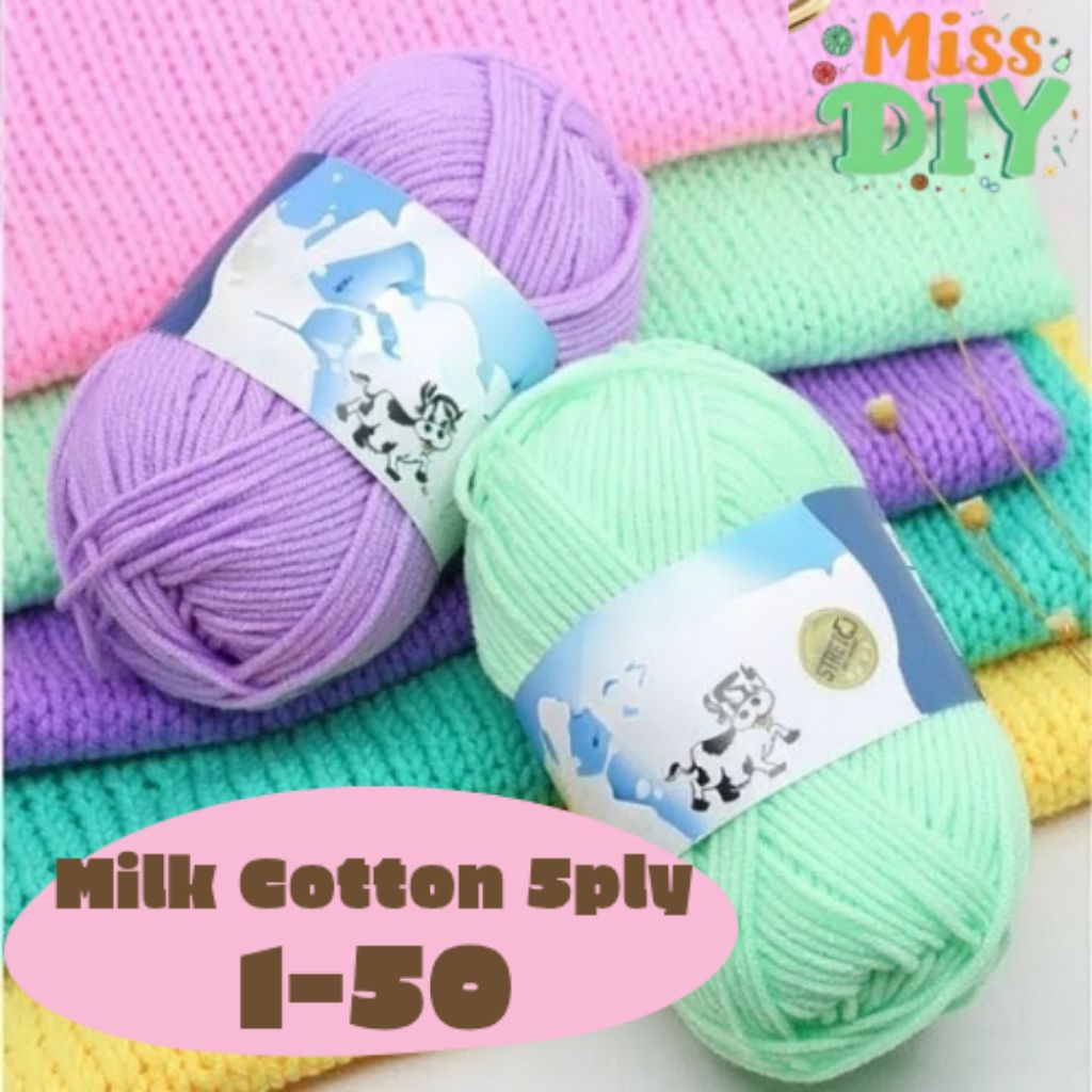 (1-50) Milk Cotton SAPI 5ply / Benang Rajut Katun Susu 5ply