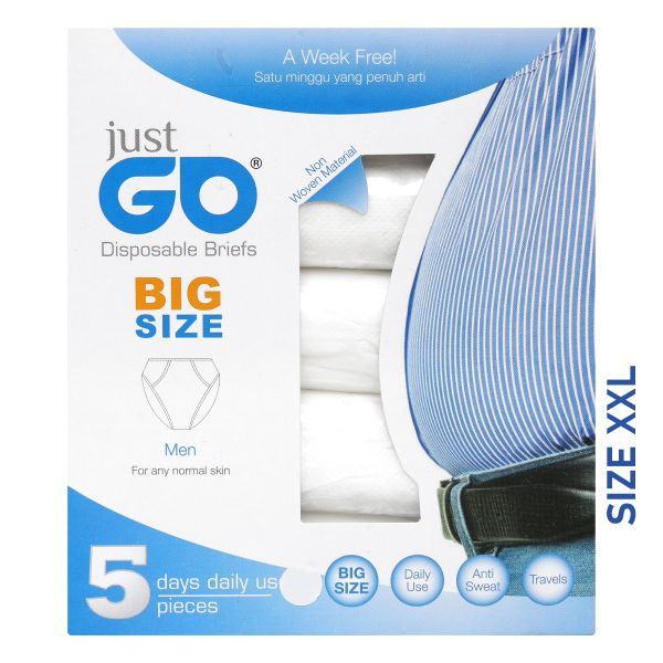 JUST GO DISPOSSIBLE UNDERWARE BIG SIZE MEN SIZE XXL 5 PACK | Celana Dalam Sekali Pakai, Travel Frien