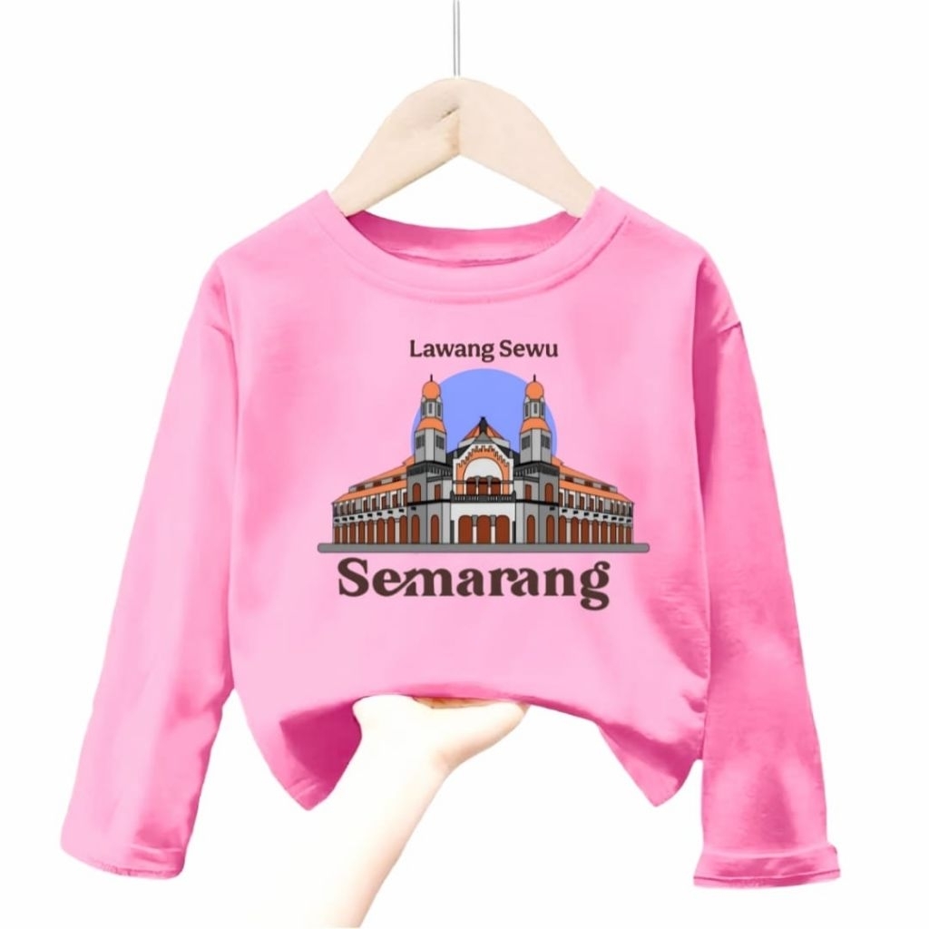 FAMILY89_STORE /KAOS ANAK LAKI-LAKI DAN PEREMPUAN GAMBAR LAWANG SEWU SEMARANG /KAOS LENGAN PANJANG A