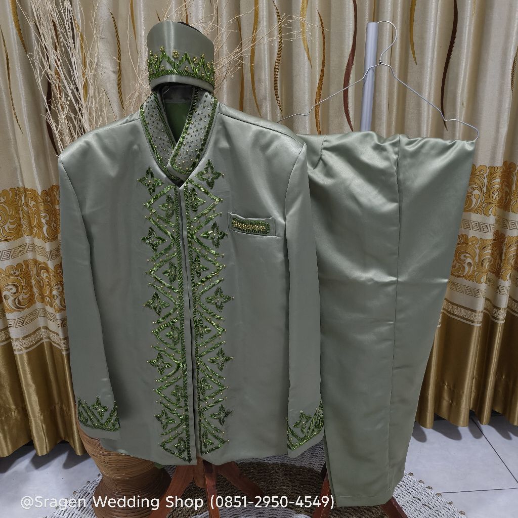 Setelan Basofi Akad Resepsi Nikah Pria Premium (Baju, Celana, Peci) - Real Pict