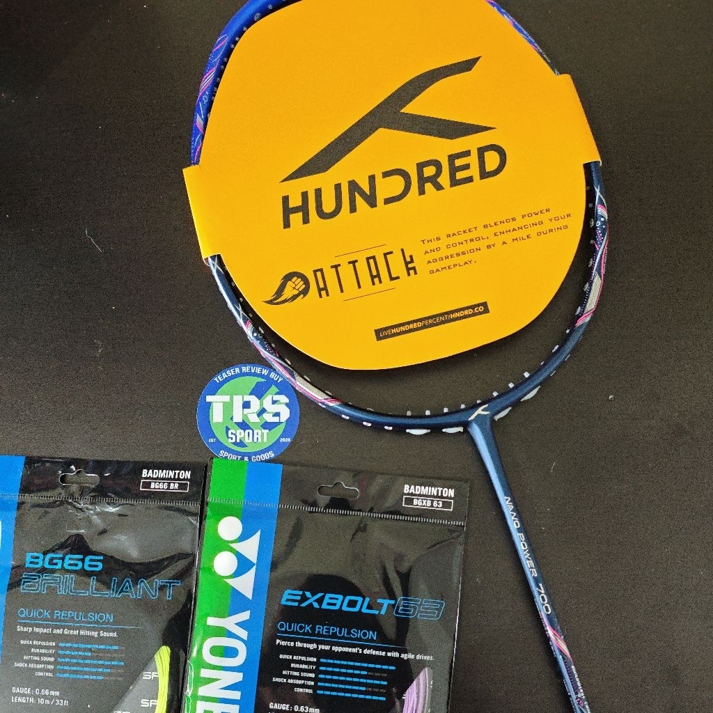 raket baru hundred Nano power 700 gratis pasang 4simpul bonus senar briliant/exbolt