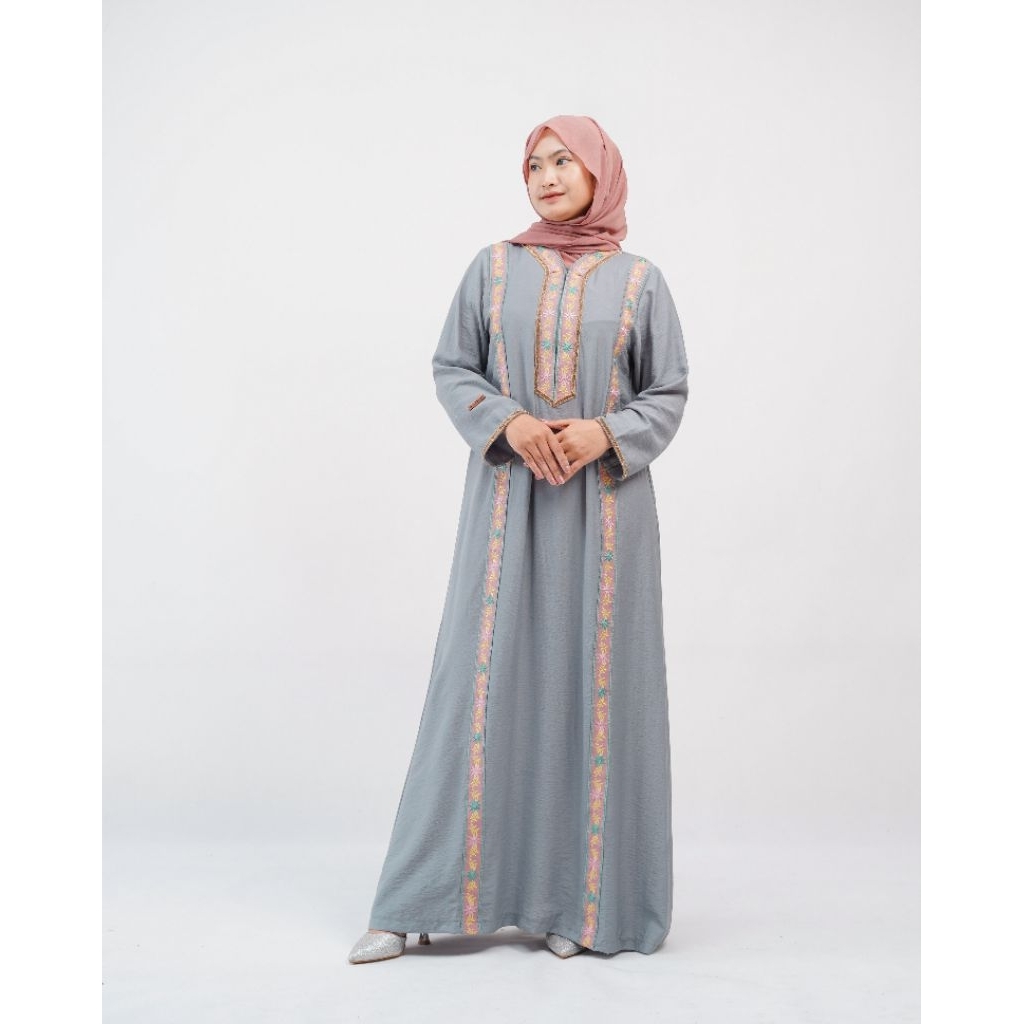 dress lengan panjang model A line outfit lebaran 2026