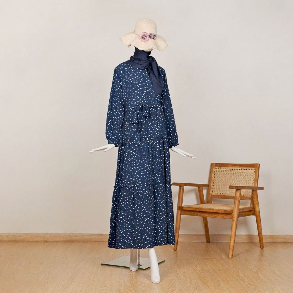 Nvfastore - Gamis Nuansa blue bahan crinkle premium Gamis jumbo Ld 120