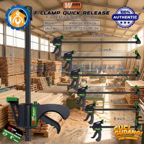 WOIRX TOOL Klem F Clamp Penjepit Kayu Quick Release 6-36 Inch Multifungsi