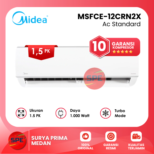 MIDEA AC STANDARD 1.5 PK MSFCE-12CRN2X ( GARANSI RESMI) MEDAN