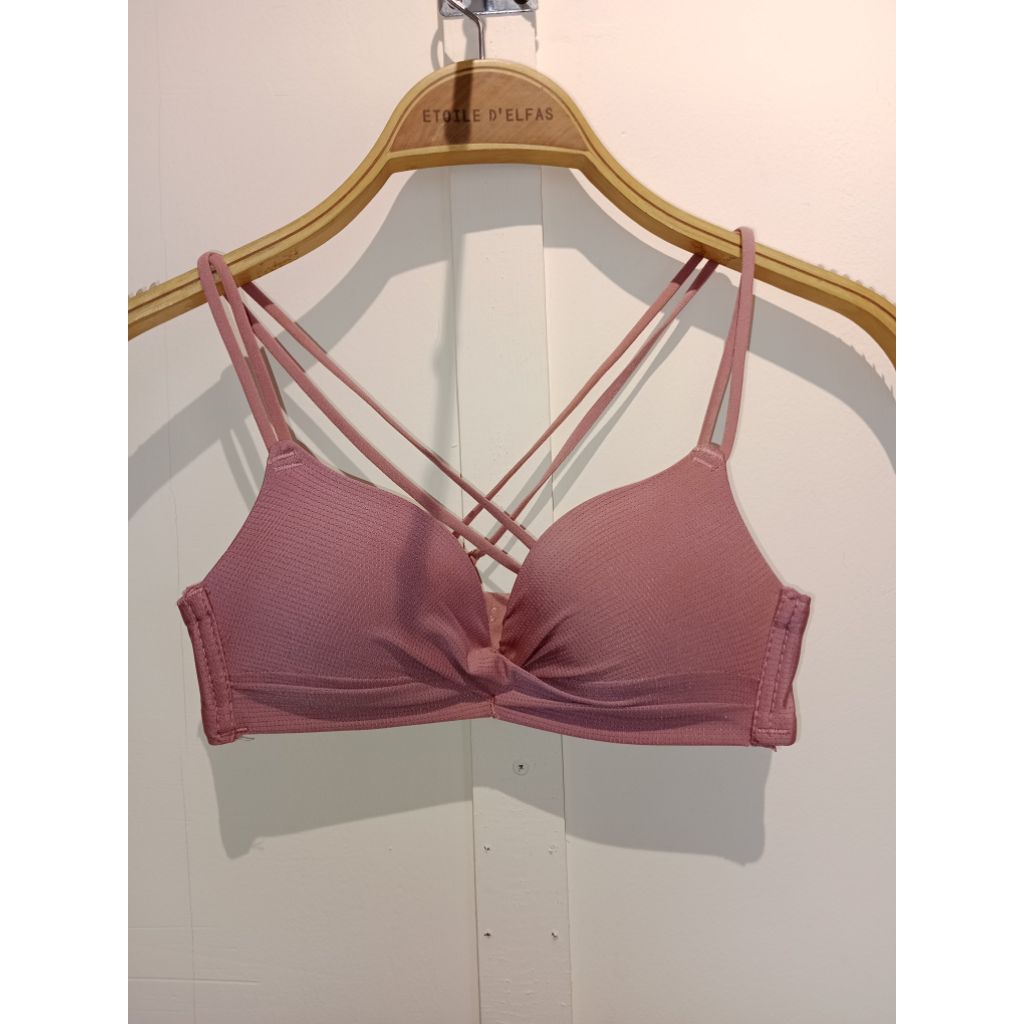 Bra Wanita Tali Silang | Simple & Trendy | Warna Dusty Pink | Size 32