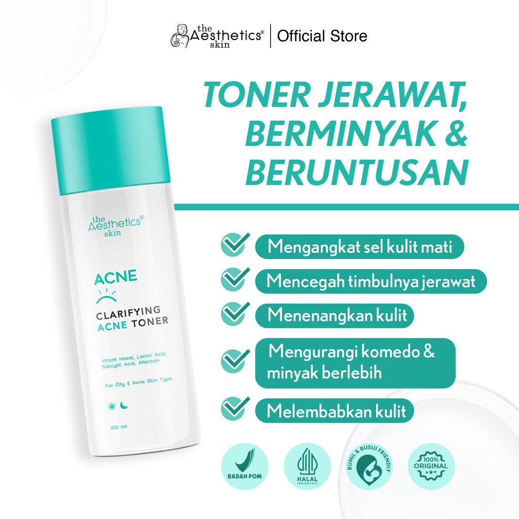 The Aesthetics Skin Clarifying Acne Toner 100ml | Toner Jerawat, Berminyak dan Beruntusan | Menguran