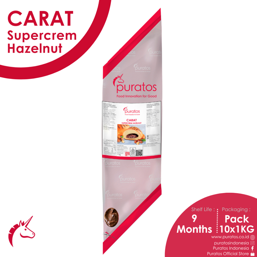 Puratos Carat Supercrem Hazelnut Olesan Filling Coklat Hazelnut 1Kg