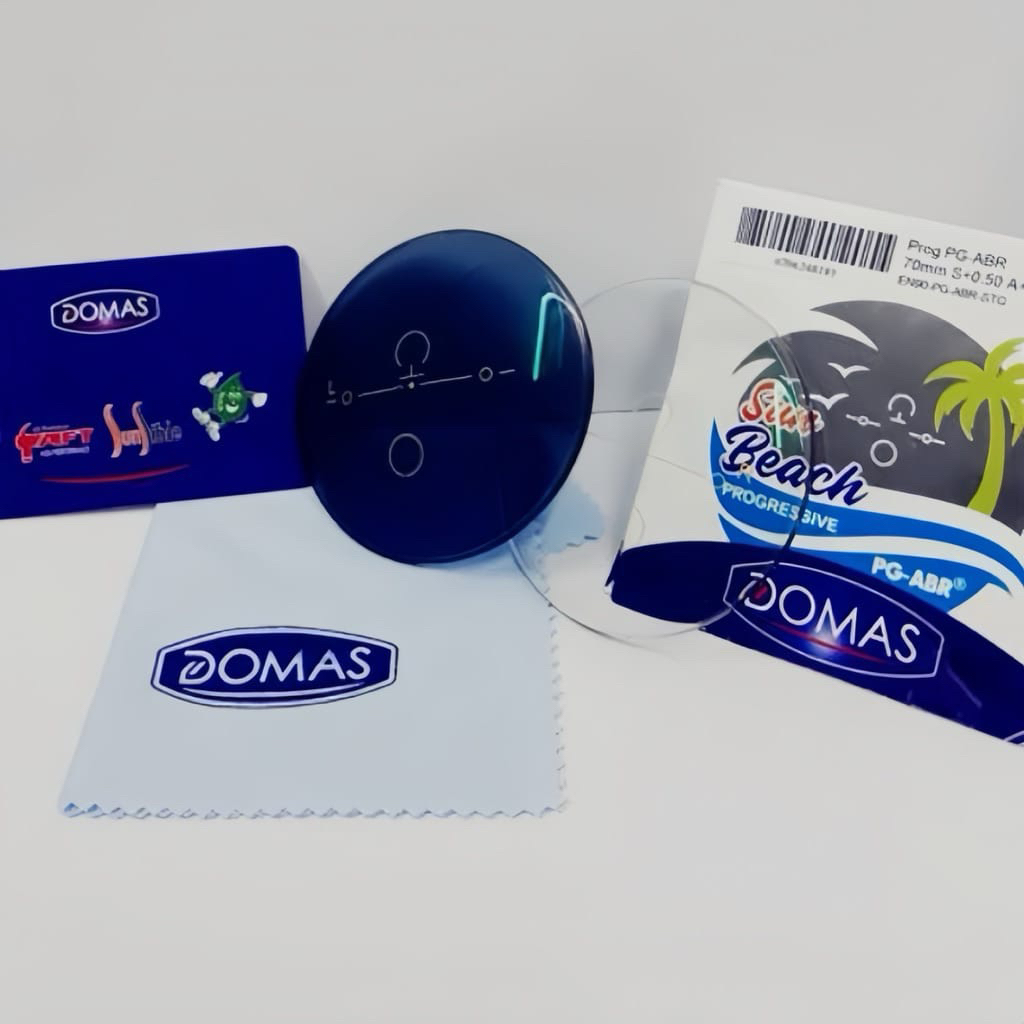 Lensa kacamata DOMAS progresif bluecromic index 1.56 gosok