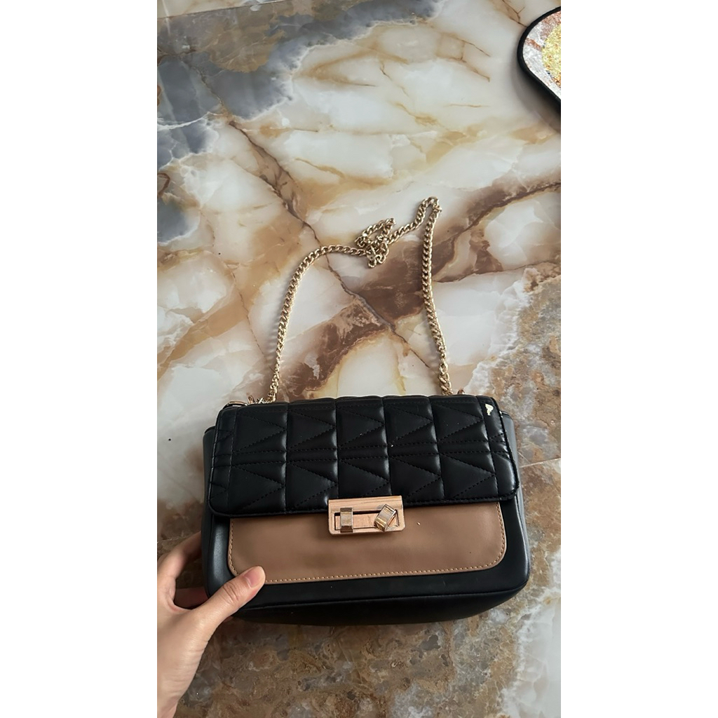 preloved tas executive hitam cokelat rantai
