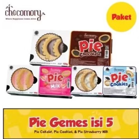 PIE CHOCOMORY ISI 5 (COKLAT, STRAWBERRY, COOKIES N CREAM)
