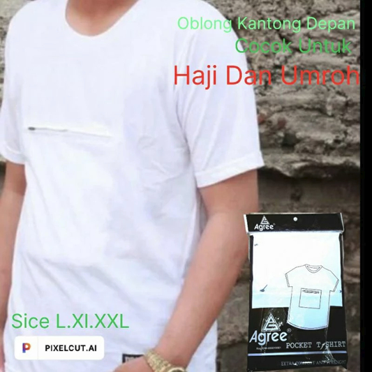 AGREE Kaos oblong Haji Dan Umroh Kantong Depan Kaos Dalam Haji dan Umroh Pria Kantong Depan