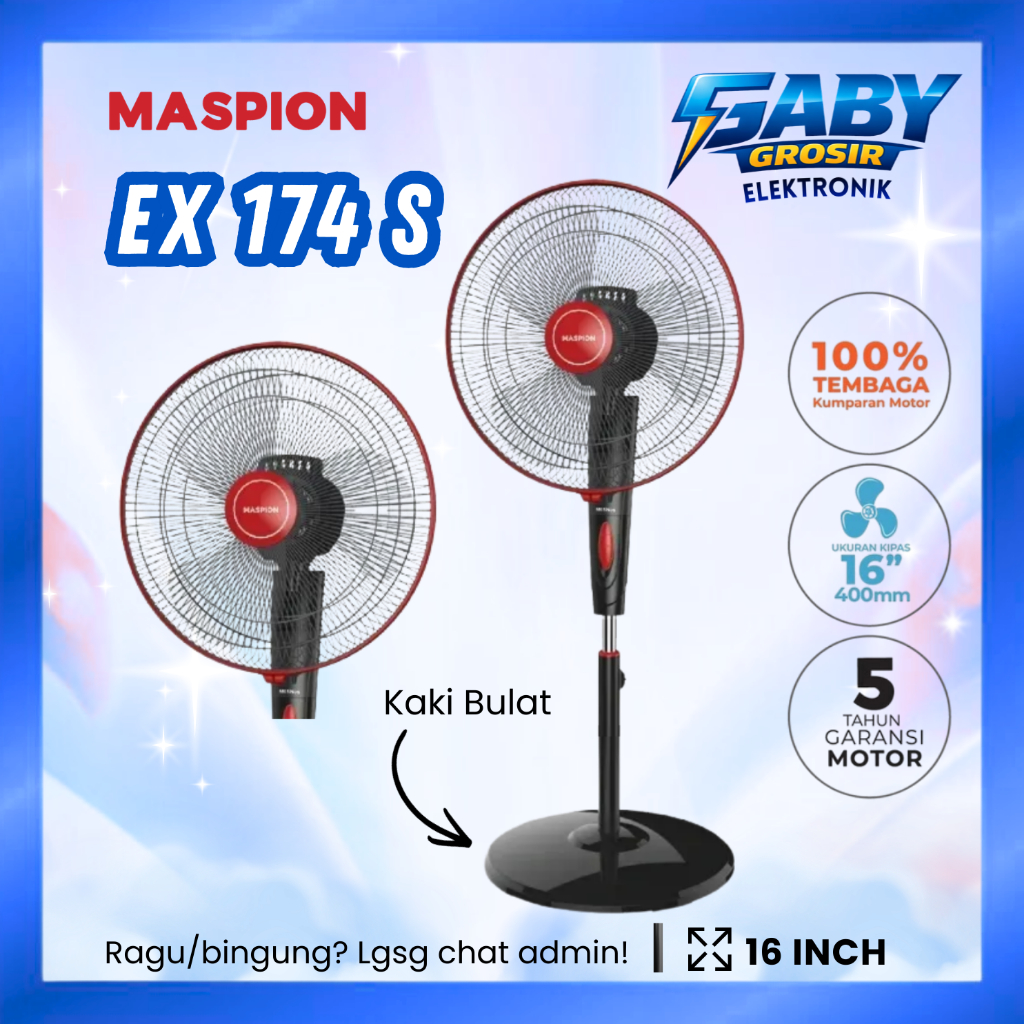 MASPION STAND FAN / KIPAS ANGIN EX174 S / EX 174 S / EX-174 S (16 INCH) GARANSI RESMI