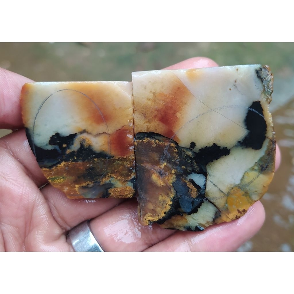 batu akik bahan lempengan pancawarna batu garut motif unik clasik borongan hemat