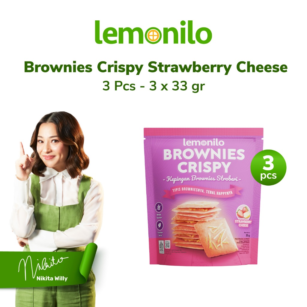 3 Pcs Lemonilo Brownies Crispy Strawberry Cheese 33g