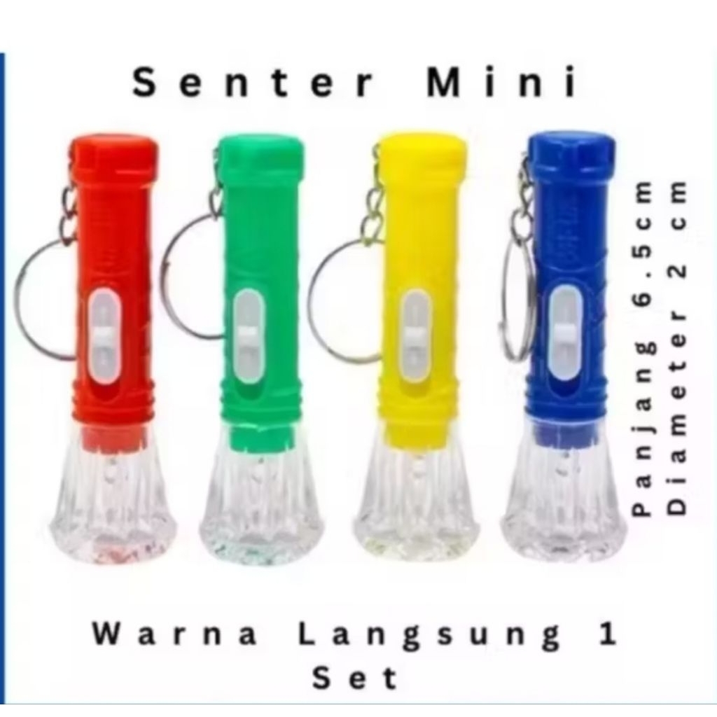 Gantungan Kunci Senter Mini LED Warna-Warni - Harga Satuan, Warna Acak, Dapat Menyala