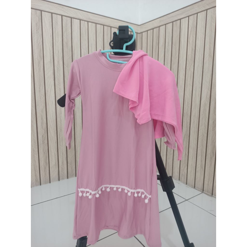 gamis anak pink
