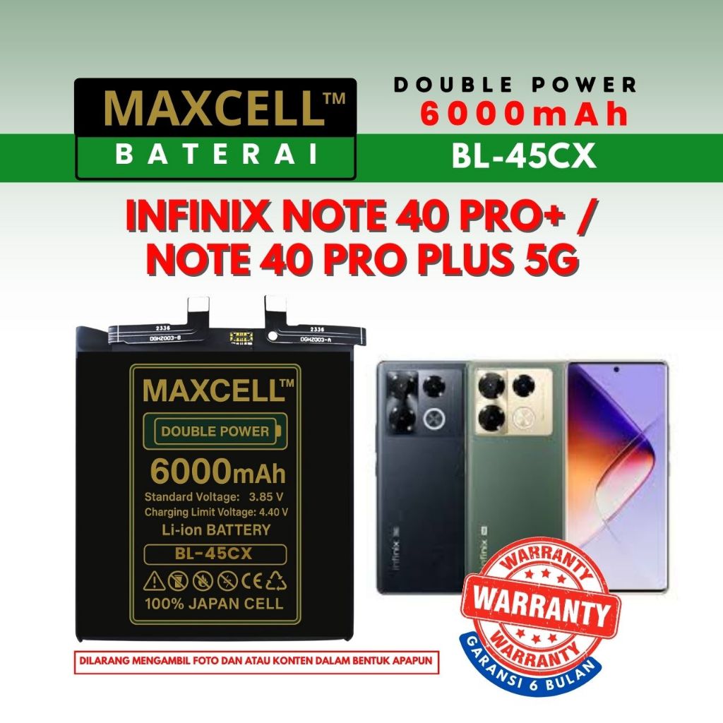 Baterai BL-45CX Compatible Infinix Note 40 Pro+ / Note 40 Pro Plus 5G Double Power 6000mAh