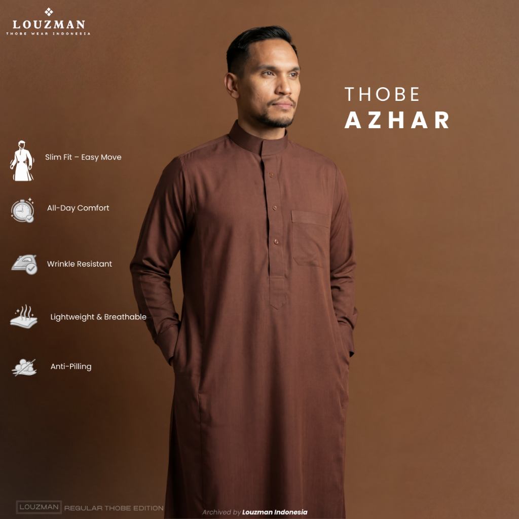 Louzman Azhar Thobe / Tub / Gamis / Jubah Slimfit Dewasa
