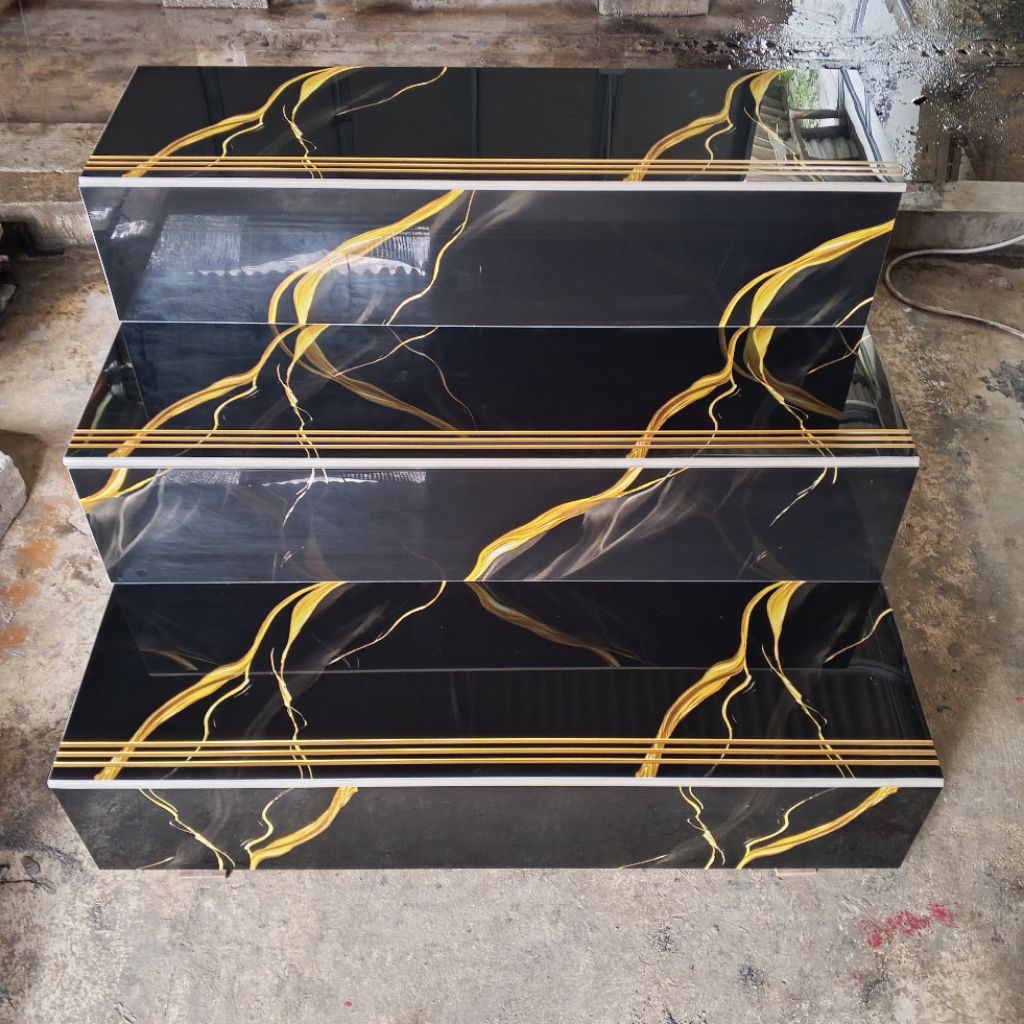 (BROS) Granit tangga 30x120 • 20x120 • Hitam Motif Emas Elegan