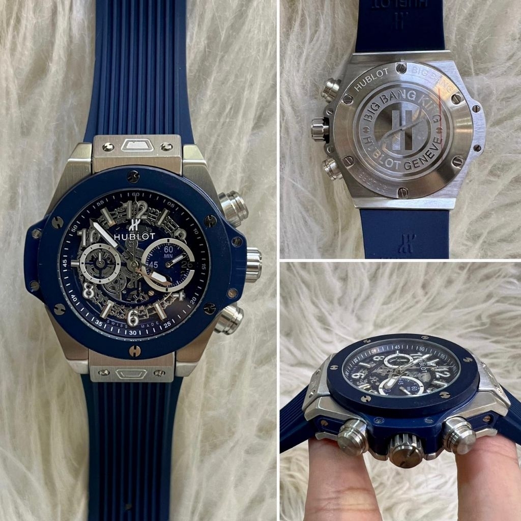 JAM TANGAN PRIA H*B KING QUARTZ JAPAN CHRONOGRAPH STRAP RUBBER