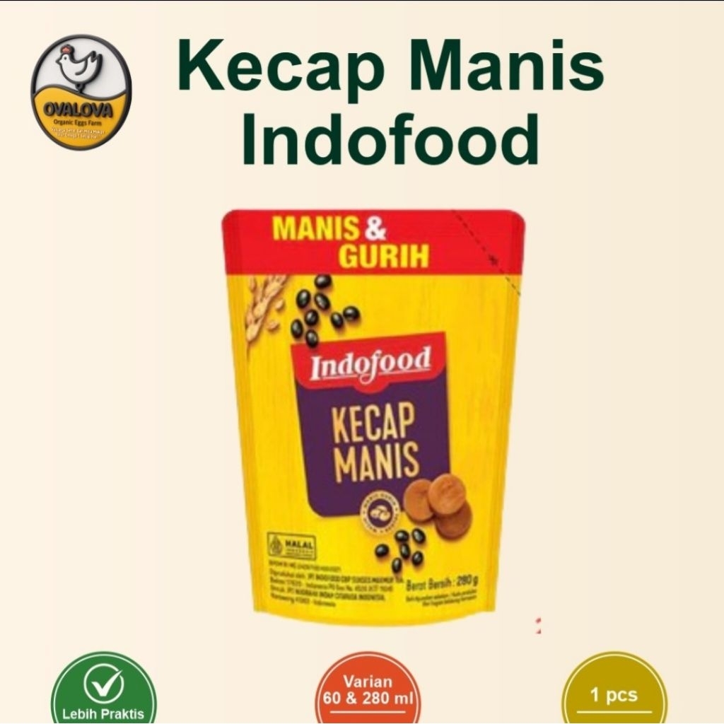 Kecap Manis Pouch Indofood 77gr & 280gr - Rasa Manis Gurih, Berkualitas Tinggi, Kemasan Praktis