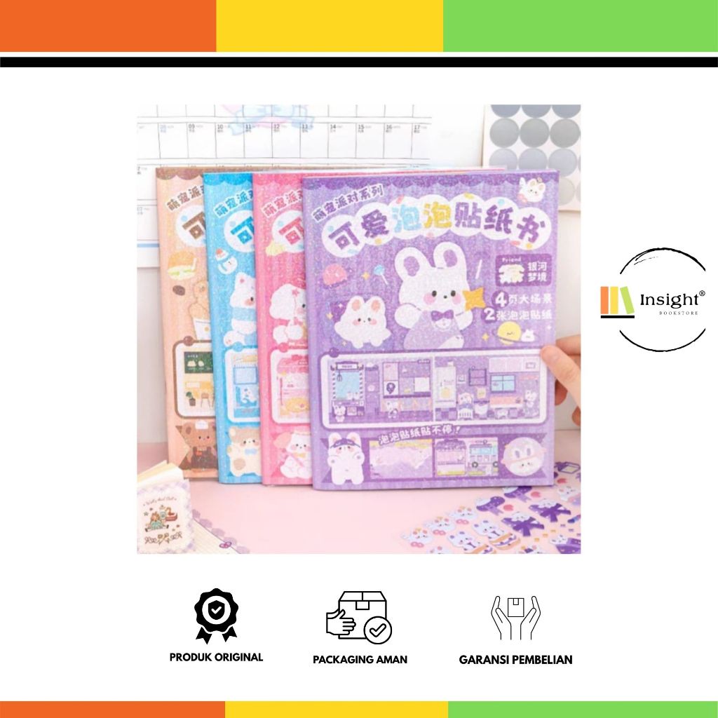 Buku Stiker A4 25 cm x 19,5 cm DIY BEAR Bubble 3D Sticker Book Viral Quite Book.