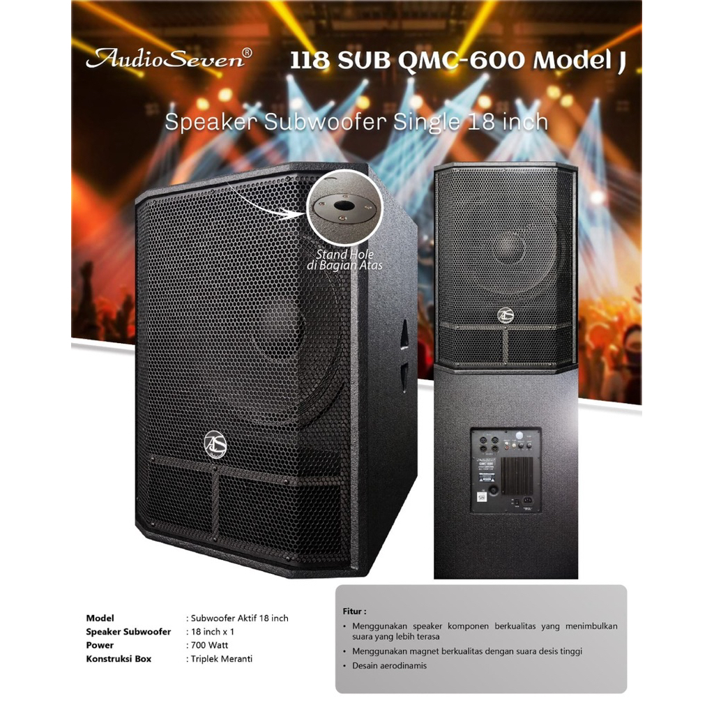 SUBWOFER ACTIVE AUDIO SEVEN 18in sepasang QMC600
