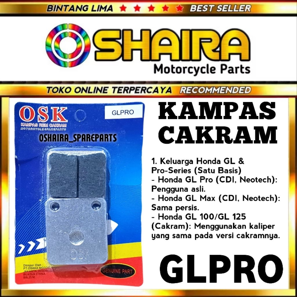 KAMPAS CAKRAM DEPAN GL PRO / DISCPAD GLPRO / GL MAX / GL 100 KAMPAS CAKRAM GLPRO KALPAS CAKRAM GL MA