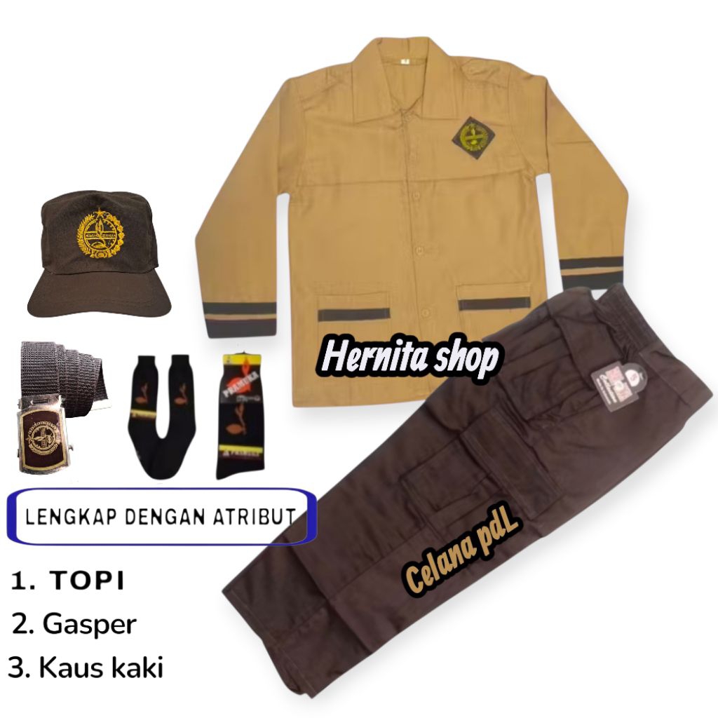 set lengkap seragam Pramuka SIAGA baju panjang list celana PDL Pramuka panjang