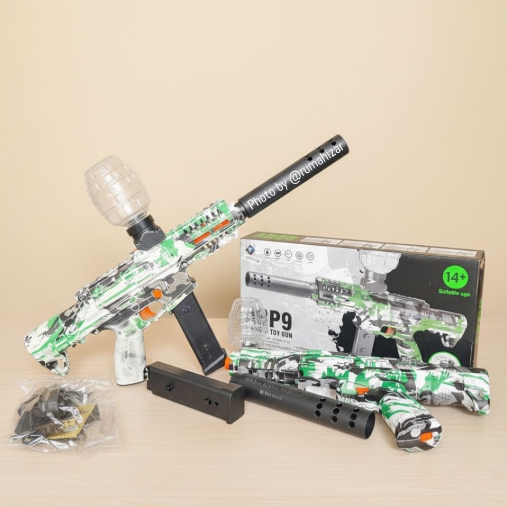 Mainan Tembakan Anak Edukasi Outdor Water Gel Gun ARP9 Electric Motif Camo Teal