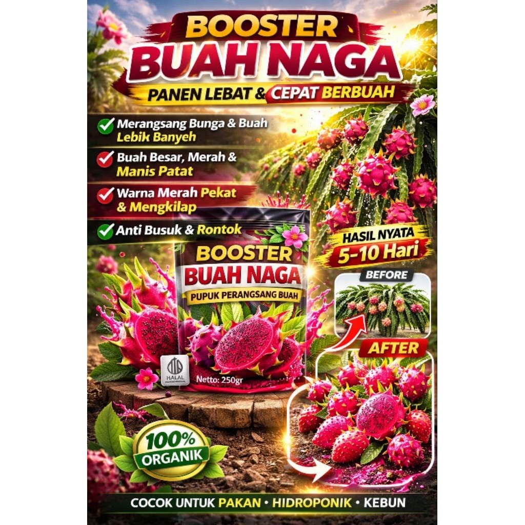 PUPUK BOOSTER BUAH NAGA PUPUK PERANGSANG PELEBAT BUAH