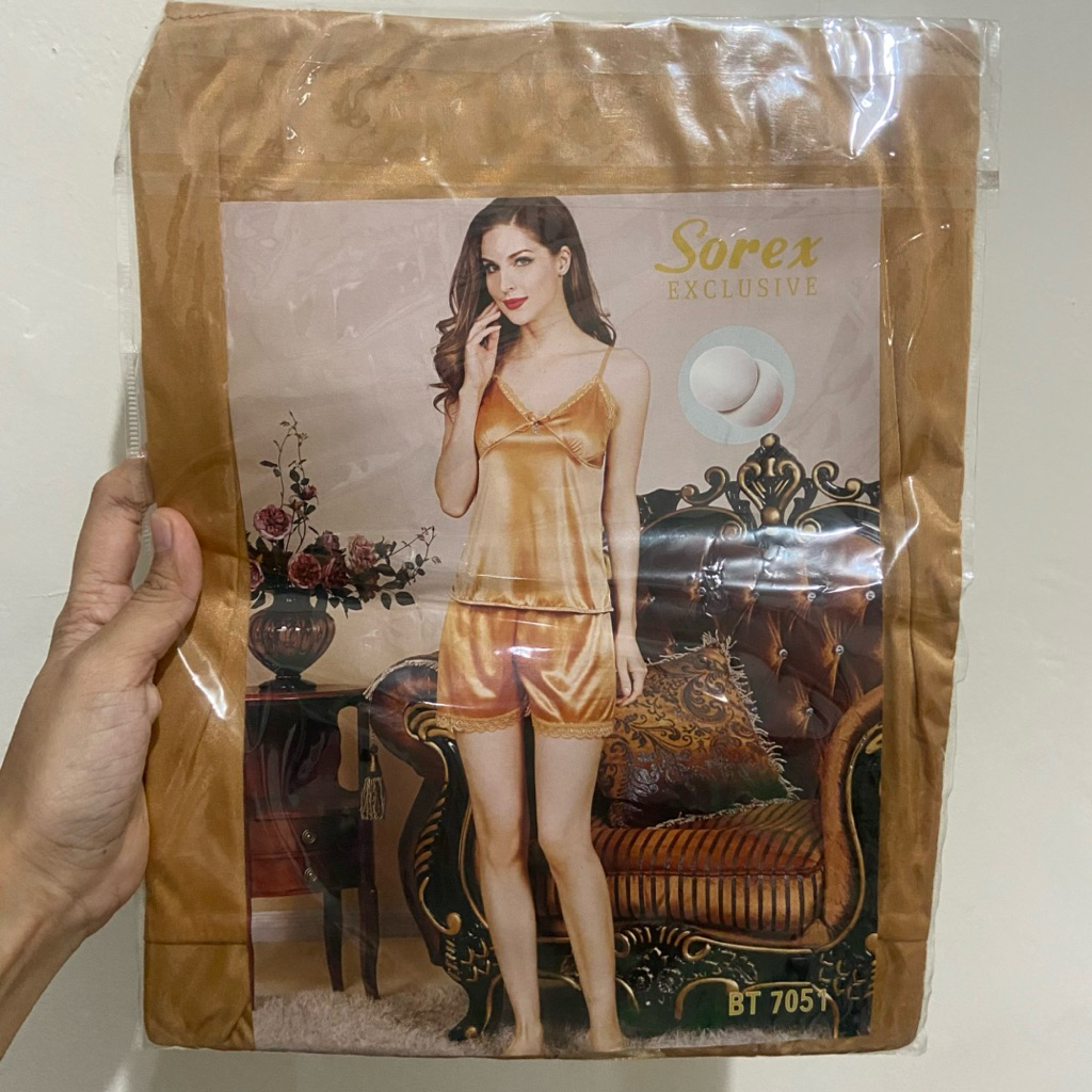 Sorex Lingerie Lovely Series Baju Tidur 1 Set Atasan+Celana  Set Renda Premium Satin Look BT 7051