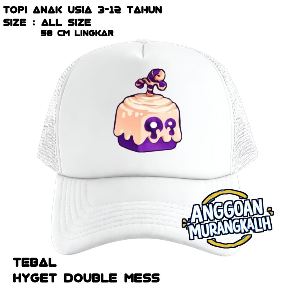 Topi anak trucker Dough Fruit, Blox Fruit karakter - Topi jaring anak Roblox