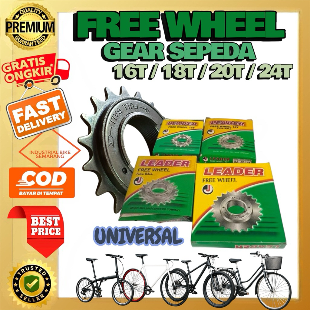 Leader Freewheel Gear Gir Sepeda Free Wheel 16T / 18T / 20T / 24T Bmx Mini Lipat Seli Fixie Federal